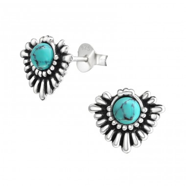 Bali - 925 Sterling Silver Ear Studs with semi-precious stones A4S38303