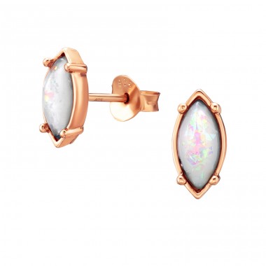 Marquise Ear Studs with stones - 925 Sterling Silver Ear Studs With Semi-Precious Stones A4S46243