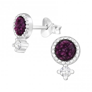 Silver woman sign - 925 Sterling Silver Ear Studs With Semi-Precious Stones A4S46966