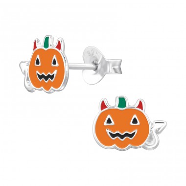 Pumpkin - 925 Sterling Silver Ear Studs with semi-precious stones A4S47729