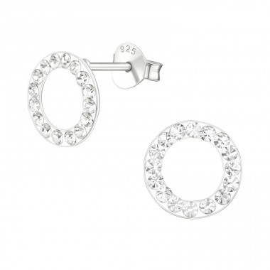 Circle - 925 Sterling Silver Ear Studs with Crystal stones A4S18750