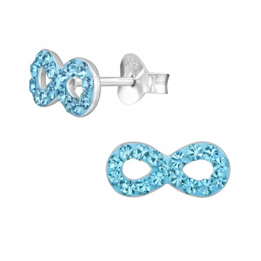 Infinity - 925 Sterling Silver Ear Studs with Crystal stones A4S18777