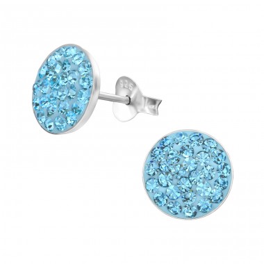 Round - 925 Sterling Silver Ear Studs with Crystal stones A4S2375