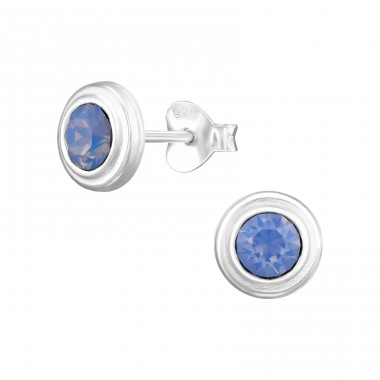 Round - 925 Sterling Silver Ear Studs with Crystal stones A4S24384