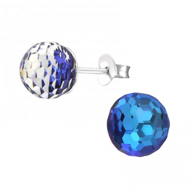 Round - 925 Sterling Silver Ear Studs with Crystal stones A4S24549