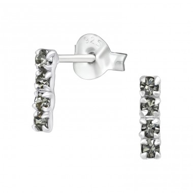 Bar - 925 Sterling Silver Ear Studs with Crystal stones A4S26519