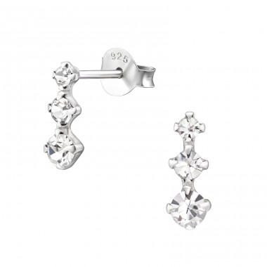 Bar - 925 Sterling Silver Ear Studs with Crystal stones A4S26520