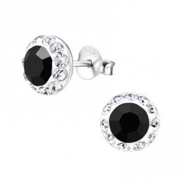 Round - 925 Sterling Silver Ear Studs with Crystal stones A4S29100