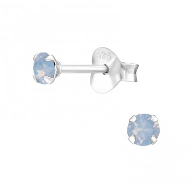 3mm round crystal - 925 Sterling Silver Ear Studs With Crystal Stones A4S30959