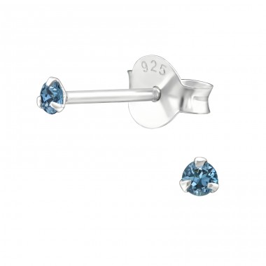 Round 2mm  With Genuine European Crystals - 925 Sterling Silver Lacrystale Silver Ear Studs A4S30960