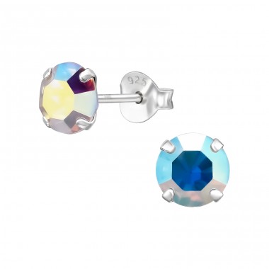 Round 6mm - 925 Sterling Silver Ear Studs with Crystal stones A4S31048