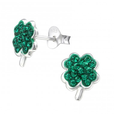 Lucky Clover - 925 Sterling Silver Ear Studs with Crystal stones A4S33065