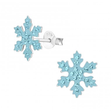 Snowflake - 925 Sterling Silver Ear Studs with Crystal stones A4S33670