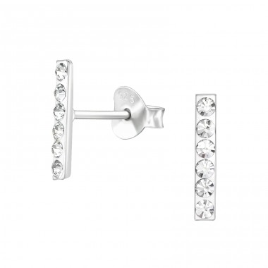 Bar - 925 Sterling Silver Ear studs with crystals A4S33693