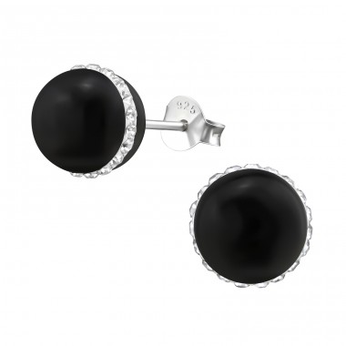 Round - 925 Sterling Silver Ear Studs with Crystal stones A4S34570