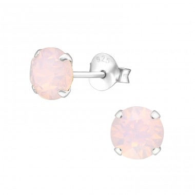 Round - 925 Sterling Silver Ear Studs with Crystal stones A4S34635