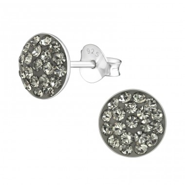 Round - 925 Sterling Silver Ear Studs with Crystal stones A4S37205