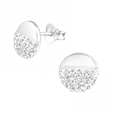 Round - 925 Sterling Silver Ear Studs with Crystal stones A4S38285