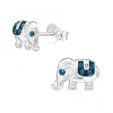 Elephant - 925 Sterling Silver Ear Studs with Crystal stones A4S39459