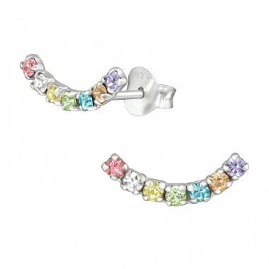 Curve - 925 Sterling Silver Ear Studs with Crystal stones A4S39581