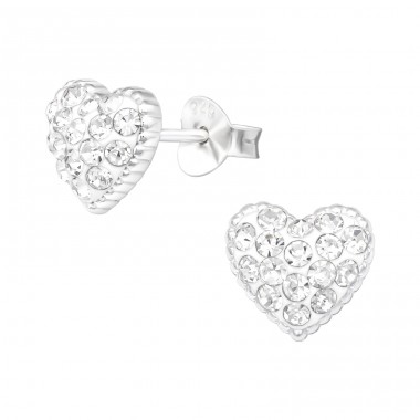 Heart - 925 Sterling Silver Ear Studs with Crystal stones A4S41106