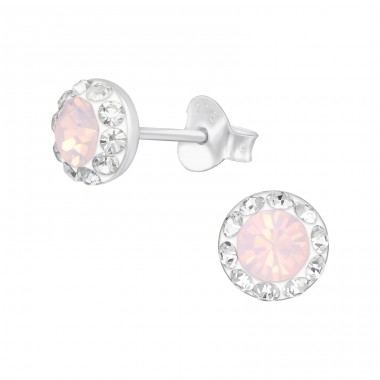 Round - 925 Sterling Silver Ear Studs with Crystal stones A4S41120