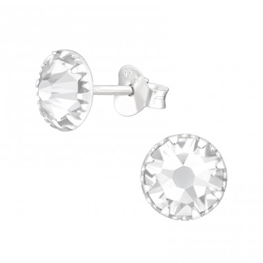 Round - 925 Sterling Silver LaCrystale Silver Ear Studs A4S42391