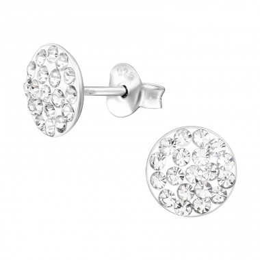 Round - 925 Sterling Silver Ear Studs with Crystal stones A4S42431