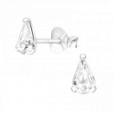 Pear - 925 Sterling Silver LaCrystale Silver Ear Studs A4S42861