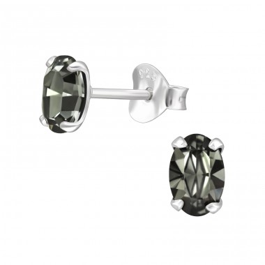 Oval - 925 Sterling Silver LaCrystale Silver Ear Studs A4S42867