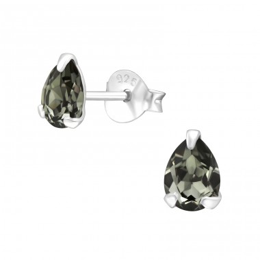 Pear - 925 Sterling Silver LaCrystale Silver Ear Studs A4S42869