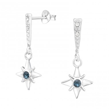 Northern Star - 925 Sterling Silver Ear Studs with Crystal stones A4S43776