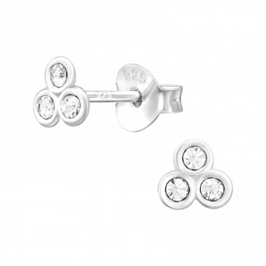 Geometric - 925 Sterling Silver Ear Studs with Crystal stones A4S44725