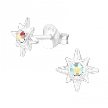 Northern Star - 925 Sterling Silver Ear Studs with Crystal stones A4S45030