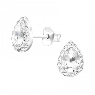 Crystal Pear stud - 925 Sterling Silver Ear Studs With Crystal Stones A4S45407