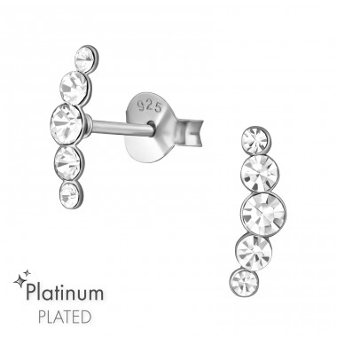 Geometric Ear Studs with Crystals - 925 Sterling Silver Ear Studs With Crystal Stones A4S47431