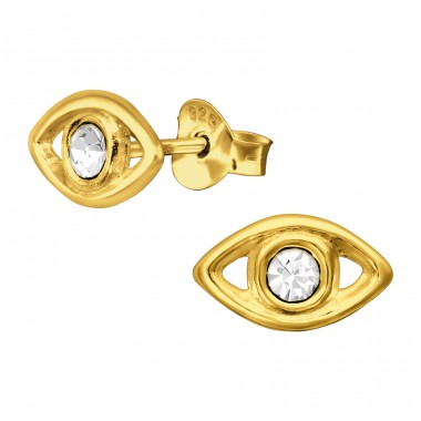 Evil Eye - 925 Sterling Silver Ear Studs with Crystal stones A4S47434