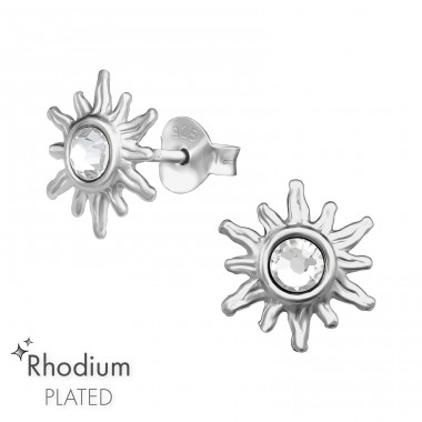 Sun - 925 Sterling Silver Ear Studs with Crystal stones A4S47435