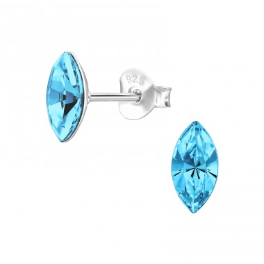 Marquise with crystal - 925 Sterling Silver Ear Studs With Crystal Stones A4S47597