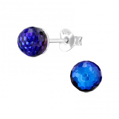 Facette Ball 6mm - 925 Sterling Silver Ear Studs with Crystal stones A4S47602