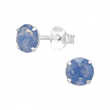 Round Crystal - 925 Sterling Silver Ear Studs With Crystal Stones A4S47608