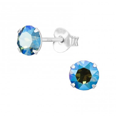 Round Crystal - 925 Sterling Silver Ear Studs With Crystal Stones A4S47609