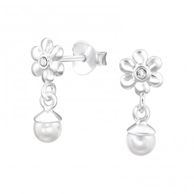 Flower - 925 Sterling Silver Ear Studs with Crystal stones A4S48022