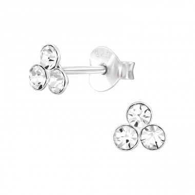 Triangle of crystals - 925 Sterling Silver Ear Studs With Crystal Stones A4S48155