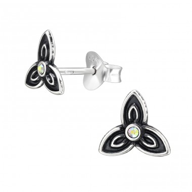 Trillium - 925 Sterling Silver Ear Studs with Crystal stones A4S48436