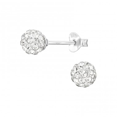 Crystal ball 6mm - 925 Sterling Silver Ear Studs With Crystal Stones A4S48895