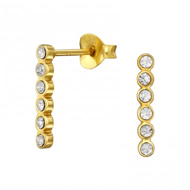 Gold plated with crystals - 925 Sterling Silver Ear Studs With Crystal Stones A4S48935