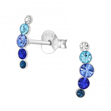 Geometric  with Crystal stones - 925 Sterling Silver Ear Studs With Crystal Stones A4S48936