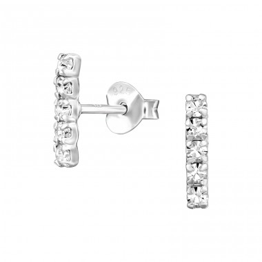 Stick with crystals - 925 Sterling Silver Ear Studs With Crystal Stones A4S49159