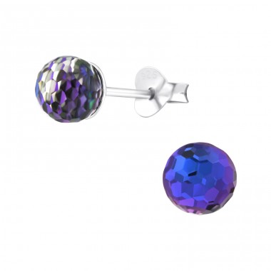 Round - 925 Sterling Silver Ear Studs with Crystal stones A4S6331